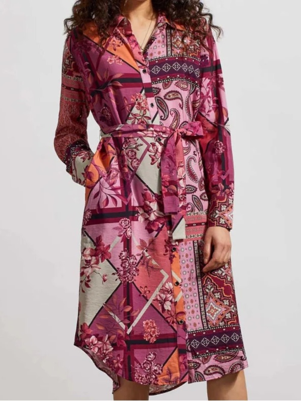 NWT Tribal Jeans Combo Paisley Print Shirt Dress XL